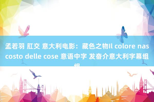 孟若羽 肛交 意大利电影：藏色之物Il colore nascosto delle cose 意语中字 发奋介意大利字幕组