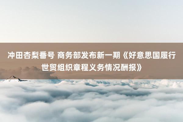 冲田杏梨番号 商务部发布新一期《好意思国履行世贸组织章程义务情况酬报》